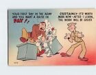 Postcard Greeting Card with Quote and Army Comic Art Print