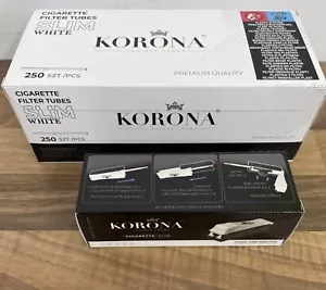 SET240 (2x120) Korona Slim Cigarrillo Filtro Vacío Tubos + Máquina de Lleno - Imagen 1 de 7