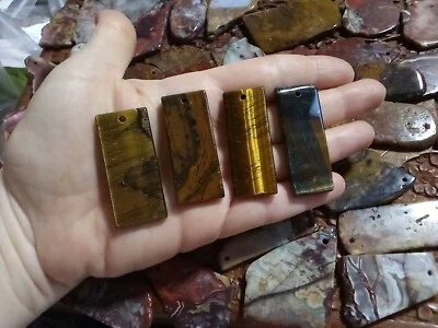 Тигровый глаз драгоценных камней фокус подвеска бисер, лот из 4, #1113, 40 мм - Изображение 1 из 4