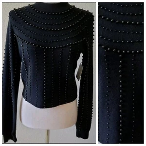 Neu mit Etikett On 12th Perlen weicher Pullover tailliert Pullover Langarm schwarz Gr. L NEU - Bild 1 von 10