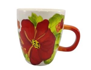 Laurie Gates Ware MUG Red Flowers Floral 16 oz. Cup Ceramic - Picture 1 of 12