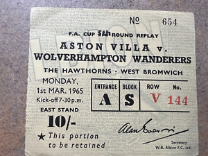 TICKET 1964/65 Aston Villa v Wolves FA Cup