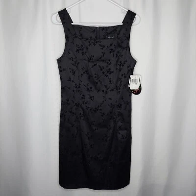 My Michelle Dress Vtg 13/14 Black Square Neck Sparkle Floral Sleeveless Mini Y2K - Image 1 of 4