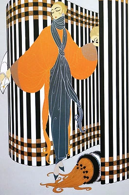 Erte 1982 False Affection COQUETTE FLIRT TEMPTRESS Fashion Art Deco Print Matted - Image 1 of 4