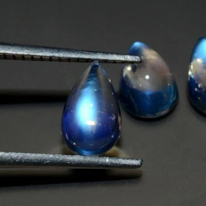 AAA Rainbow Moonstone Loose Gemstone Blue Fire Cabochon Lot Pear Shape 8x5 MM - Picture 1 of 3