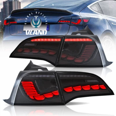 GTS LED Tail Lights w/Startup Animation For 2017-23 Tesla Model 3 / Y Rear Lamps - Image 1 of 4