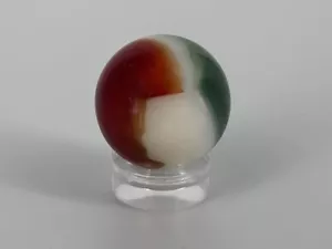 Vintage Antique Large Marble - 21.81mm / 0.859” - Red Green Opaque Christmas - Picture 1 of 8