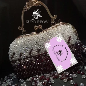 Ceylon COUTURE crystal Kupid and Bow Jeweled Beaded Clutch Evening Bag Hand Made - Bild 1 von 4