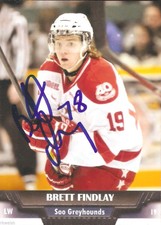 2013-14 Replica NNO Brett Findlay Soo Greyhounds Autograph