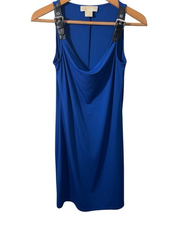 Abito tubino Michael Kors pelle fibbia spalline blu nero taglia small us intime ottimeioni