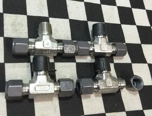 Lot Of 4, Parker Male Branch Tee 1/4", Missing 1 Ferrule, 4-4-4 SBZ-SS,  #ZQ10 - Picture 1 of 4