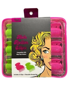 Hair Rollers Clips 12 & Reusable Storage Bag. Compatible With Most Hair Rollers. - Picture 1 of 2