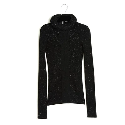 Suéter Chanel 2022 Negro Brillo FR38 Negro Cuello Redondo Volantes Top Suéter... Foto 1 de 4