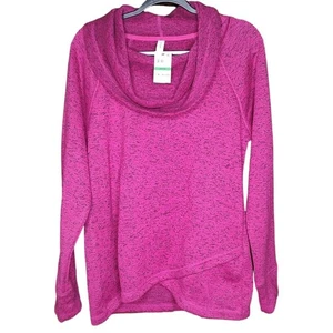NEU Ideology Gr. LG Pullover Fleece Damen Wasserfallausschnitt Kuschelpullover Passion Berry - Bild 1 von 10