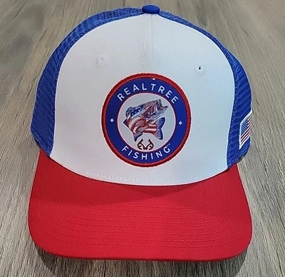 Sombrero de Pesca Realtree Trucker Snapback Gorra Rojo Blanco y Azul Ajustable Nuevas Etiquetas Foto 1 de 4