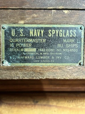 1942 U S Navy Spyglass Quartermaster Mark II -Wooden Case Only- - Image 1 of 4