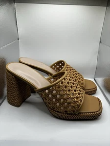 The Drop Damen 9,5 Fia Plateau offene Zehenpartie klobige Absätze geflochten Boho Strand Hochzeit - Bild 1 von 7