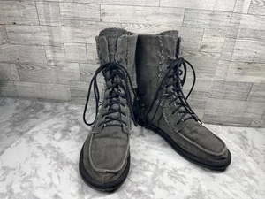 Sanuk Boots Women 8M Stevie Shoes Gray Canvas mid Calf Boho Festival Sidewalk - Picture 1 of 18