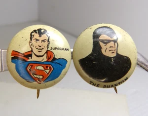Vintage Kellogg's PEP Cereal Button Pin The Phantom & Superman Pinback - Picture 1 of 7