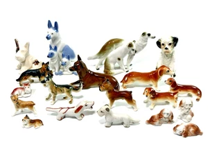 Konvolut 19 kleine Vintage Porzellan Hunde Figuren - Bild 1 von 16