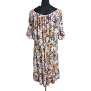 New Look Sz 2X Woman's Dress Butter Yellow Blue Green Boho Floral Summer Beach - Picture 1 of 9