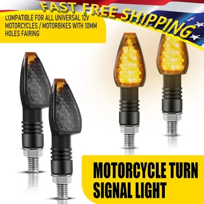4X Señales de Giro Universales Luz Intermitente Indicador Ámbar Lámpara Mini Moto LED Foto 1 de 4