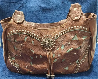 Bolso de Mano/Bolso de Mano American West Lady Con Cordones 3 Compartimentos Cremallera Superior Turquesa  Foto 1 de 4