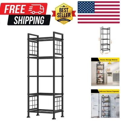 5-Wire Standing Book Shelf & Bookcase, Metal Storage Shelving Unit Pantry Rac... - Image 1 of 4