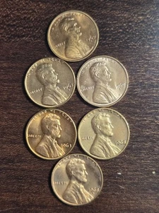 Lot Of 6 Lincoln Copper Uncirculated Cents - Picture 1 of 5