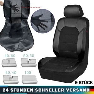 Auto Leder Sitzbezug Set Atmungsaktiv Sitzschoner Sitzbezüge Universal Schwarz - Bild 1 von 11