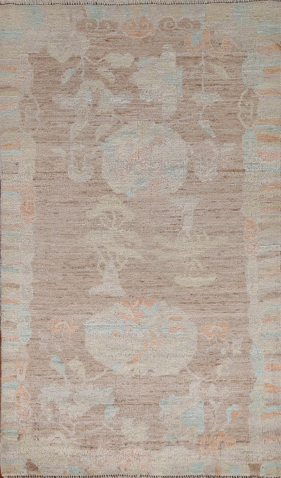Vegetable Dye Unique Oushak Turkish Foyer Rug 3x5 Ft Hand-Knotted Transitional - Image 1 of 4
