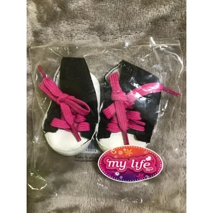 My Life Doll Shoes For 18' Dolls Black High Top Sneakers Pink Laces Original Bag - Picture 1 of 2