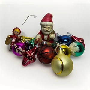 Vintage Christmas Ornaments Mini Glass Ceramic Santa Lot - Picture 1 of 9