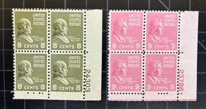 US Stamps-SC# 813 & 814 MNH - Plate Blocks Of 4 - Stock Photo - SCV $4.50 - Picture 1 of 1
