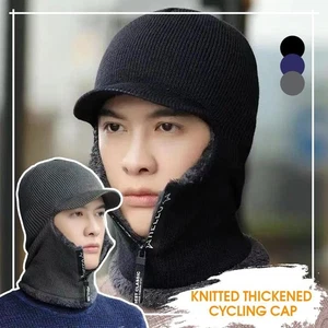 Men's Winter Warm Wool Hat - Thickened Knitted Cycling Hat - Windproof Sun Hat - Picture 1 of 17