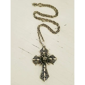Vintage Silver Large Cross Necklace - Picture 1 of 4