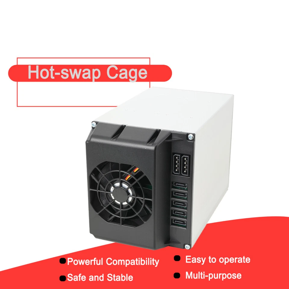 HDD Enclosure Hot Swap Cage 5-Bay 3 x 5.25" Drive Bays 5x SATA 3.5"/2.5"Sas HDD - Image 1 of 4