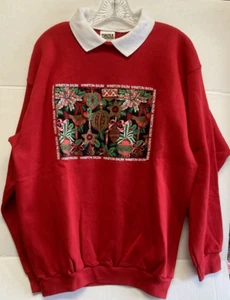 Vintage Winston Salem Holiday rot mehrfarbig hässliches Sweatshirt Tultex Größe Large - Bild 1 von 6