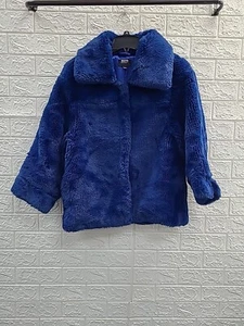 New Bardot Pia Faux Fur Bomber Jacket Royal Blue Size Small - Picture 1 of 7