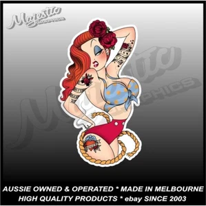 RETRO TATUAJE NIÑA - PIN UP NIÑA - 180mm x 100mm - Calcomanía / Pegatina - Imagen 1 de 1