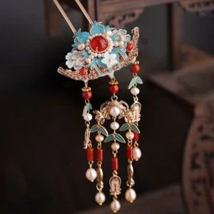 Chinese Headwear Hanfu Accessories Tassel Hair Accessories Step Hairpin - Picture 1 of 11