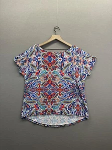 Cable Gauge Damen mehrfarbiges T-Shirt Blumenmuster Kurzarm U-Ausschnitt Größe PXL - Bild 1 von 11