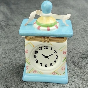 Porcelain Hinged Trinket Box Mantle Clock Colorful PHB Vintage - Picture 1 of 13