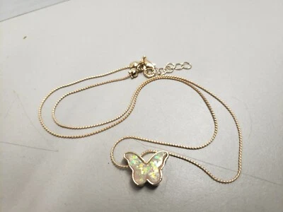 COLLAR MARIPOSA CHAPADO EN ORO COBRE CON VIDRIO ORGÁNICO Foto 1 de 4