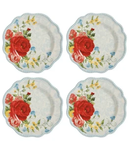 Pioneer Woman Salad Plates Sweet Rose 8.75" Floral Set Of 4 - Picture 1 of 9