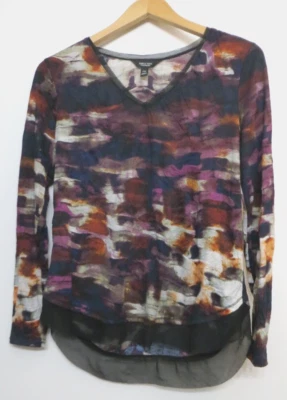 Simply Vera Vera Wang Shirt Womens Petite Medium PM Multicolor Lightweight Art - Image 1 of 4