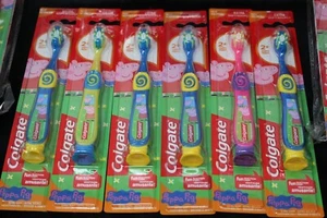 $DROP! Colgate Peppa Pig Extra Soft Kids Toothbrush w/Fun Suction Cup Base 6 Pk - Picture 1 of 7