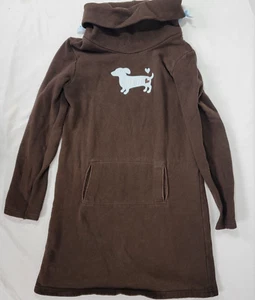 Gymboree Girl's Brown Winter Dress Long Sleeve Dachshund dog Size 12 Applique - Picture 1 of 7