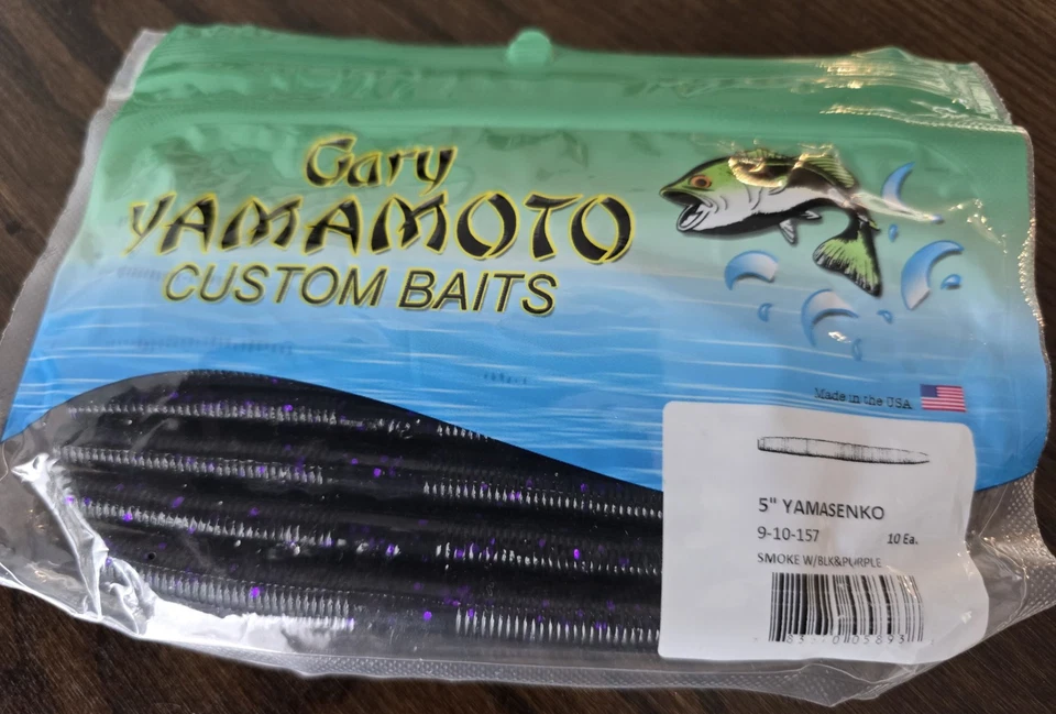 Gary Yamamoto 5" Yamasenko Cebos Personalizados Serie 9-10 Paquete de 10 HUMO con NEGRO PÚRPURA Foto 1 de 4