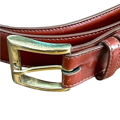 Cinturón de cuero de becerro marrón vintage LAI para hombre hecho en Italia con hebilla de latón Foto 1 de 4
